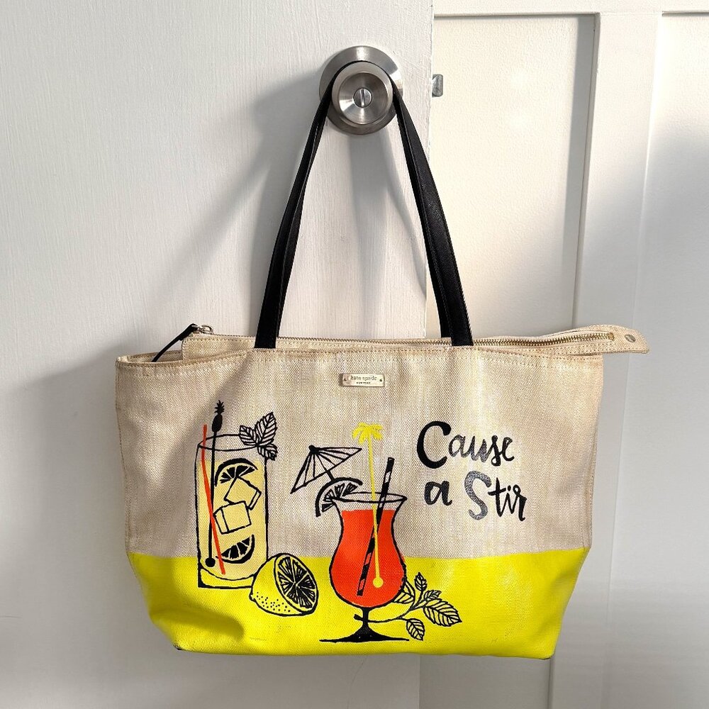 Kate Spade "Cause a Stir" Canvas Bag with Leather Handles
